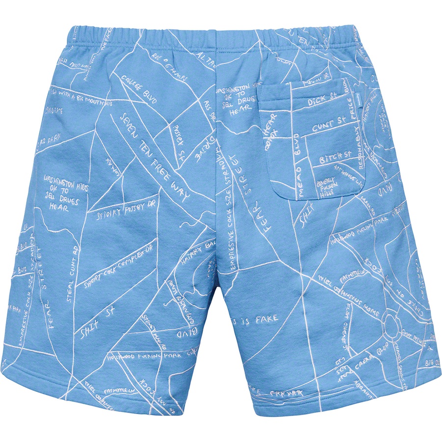 Supreme Gonz Embroidered Map Sweatshort Columbia Blue - Novelship