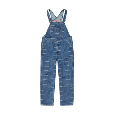 Supreme Logo Denim Overall Blue