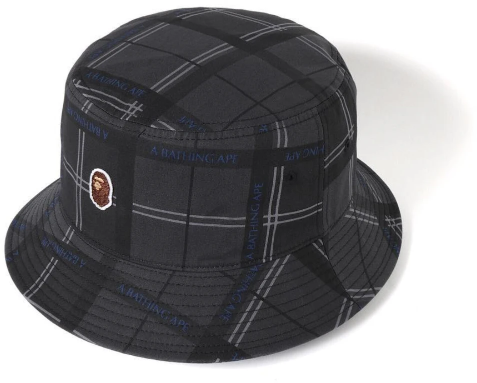 bape-logo-check-hat-black