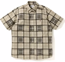 BAPE Relaxed BAPE Logo Check SS Shirt Beige BAPE Relaxed BAPE Logo Check SS Shirt Beige