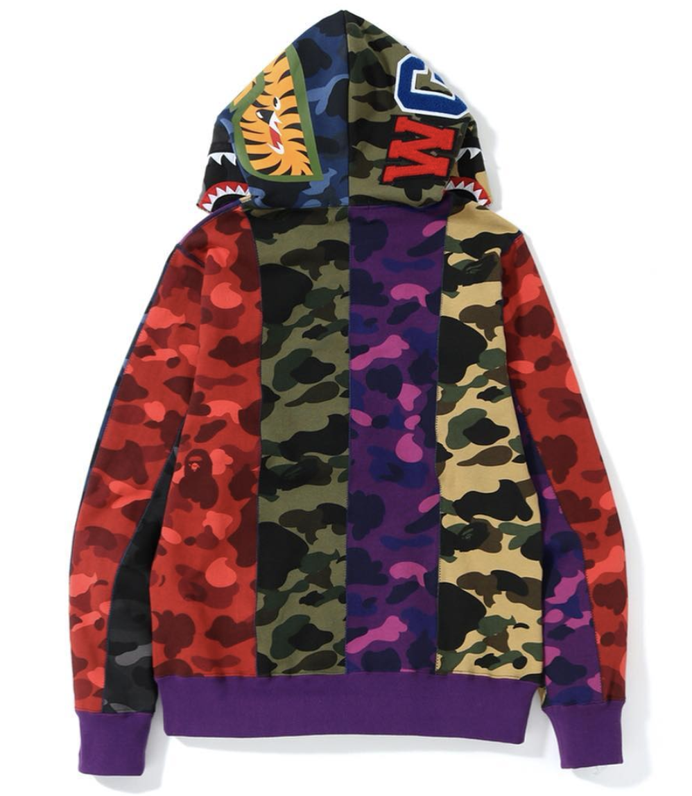 BAPE Mix Camo Crazy Shark Full Zip Hoodie Multicolor 圖 3