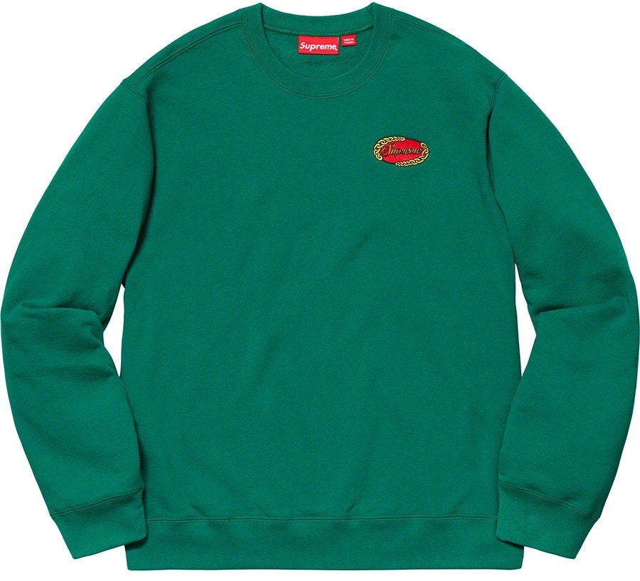 supreme-chain-logo-crewneck-green