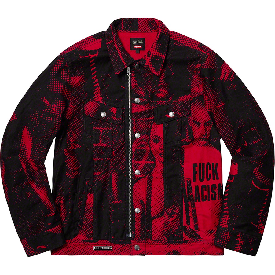 Supreme Jean Paul Gaultier Fuck Racism Trucker Jacket Red