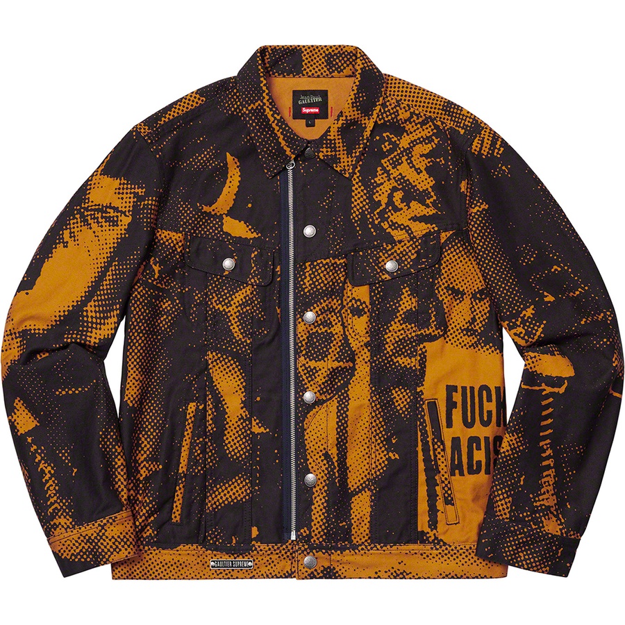 Supreme Jean Paul Gaultier Fuck Racism Trucker Jacket Gold
