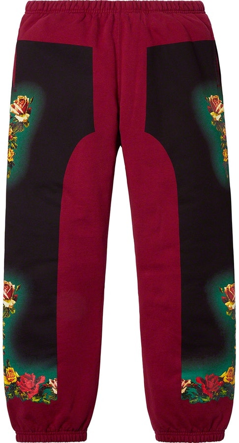 supreme-jean-paul-gaultier-floral-print-sweatpants-cardinal