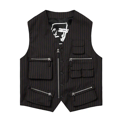 Supreme Jean Paul Gaultier Pinstripe Cargo Suit Vest Black