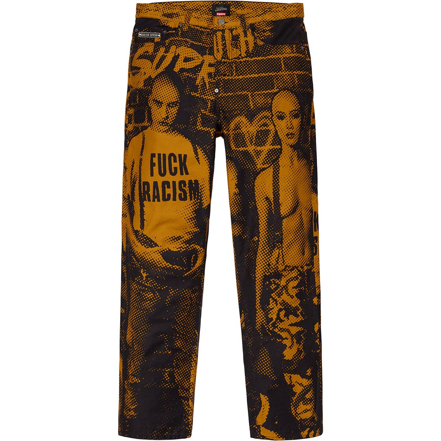 Supreme Jean Paul Gaultier Fuck Racism Jeans Gold - Novelship