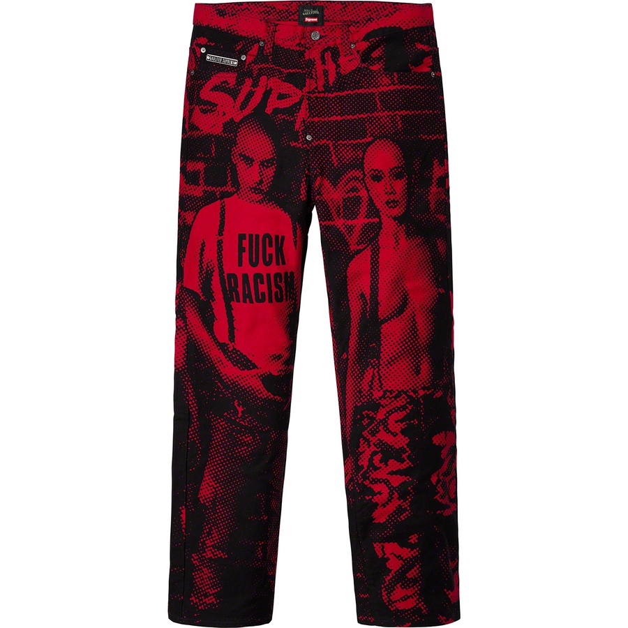 Supreme Jean Paul Gaultier Fuck Racism Jeans Red - Novelship