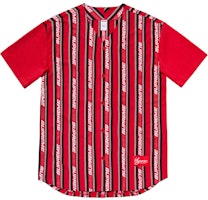 Supreme Jacquard Logo Baseball Jersey Red Supreme Jacquard Logo Baseball Jersey Red