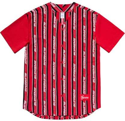 Supreme Jacquard Logo Baseball Jersey Red Buy Supreme Jacquard Logo Baseball Jersey Red