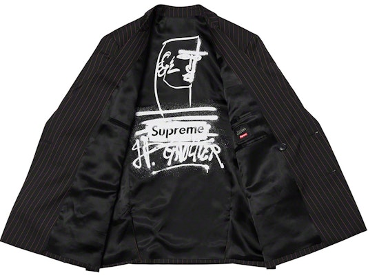 Blazer Negro Supreme Jean Paul Gaultier de Rayas y Doble Botonadura Order Blazer Negro Supreme Jean Paul Gaultier de Rayas y Doble Botonadura