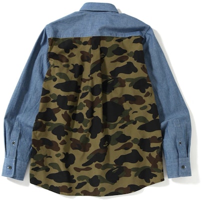 BAPE 1st Camo Chambray BD Shirt Green Order BAPE 1st Camo Chambray BD Shirt Green