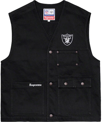 Supreme NFL Raiders 47 Brand Denim Vest Black Buy Supreme NFL Raiders 47 Brand Denim Vest Black