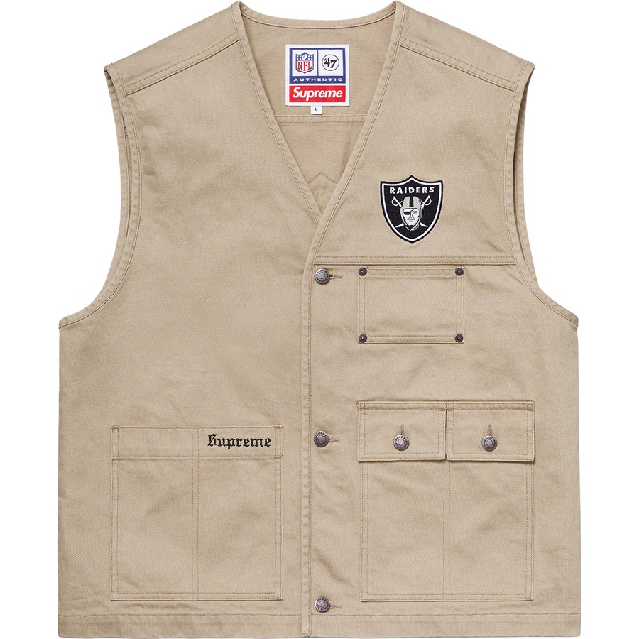 Supreme NFL Raiders 47 Brand Denim Vest Khaki - Novelship