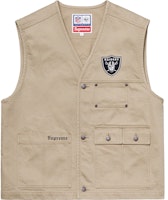 Supreme NFL Raiders 47 Brand Denim Vest Khaki Supreme NFL Raiders 47 Brand Denim Vest Khaki