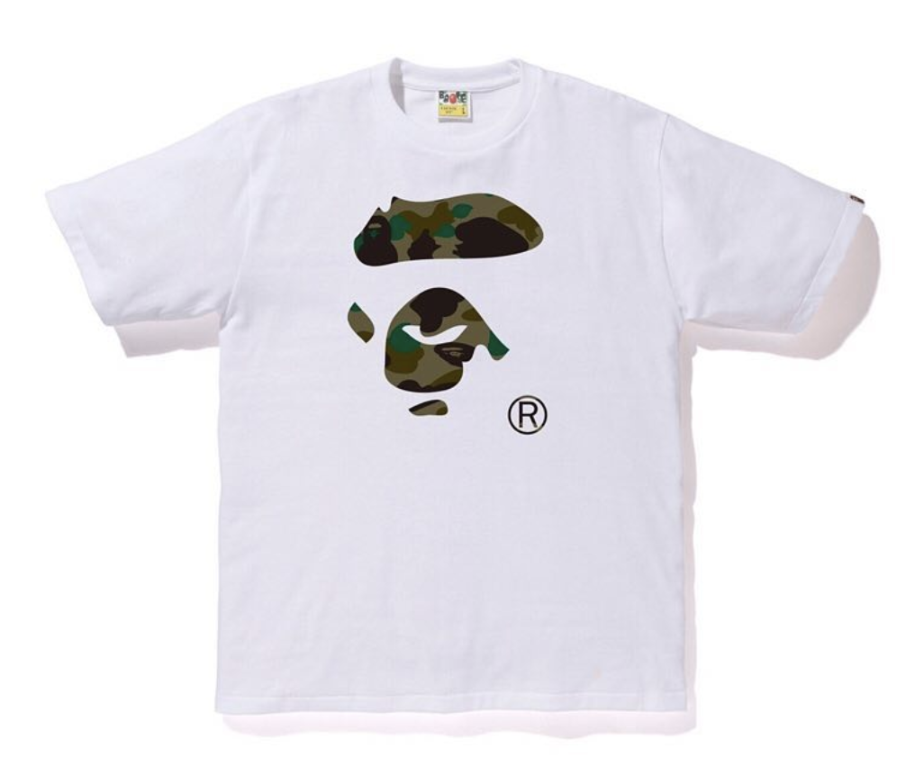 Buy BAPE Baju 1st Camo Ape Face Putih Hijau