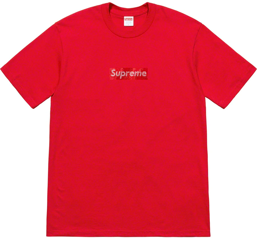supreme-swarovski-box-logo-tee-red