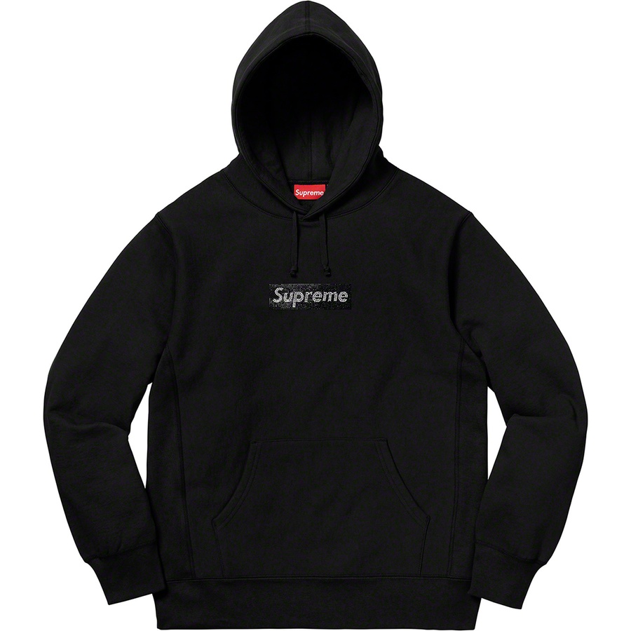 Supreme swarovski box store logo hooded sweatshirt black