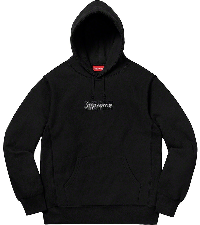 Supreme x Swarovski Box Logo Hooded Sweatshirt Black - Novelship