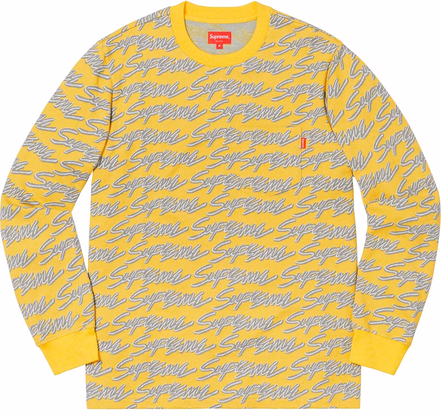 supreme-signature-script-logo-ls-pocket-tee-yellow