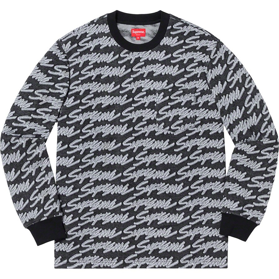 Supreme Signature Script Logo L/S Pocket Tee Black