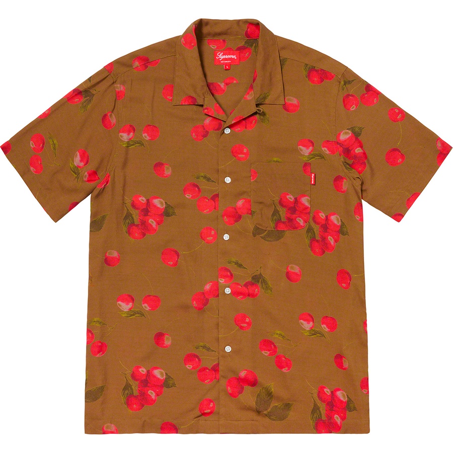 Supreme Cherry Rayon SS Shirt Brown - Novelship