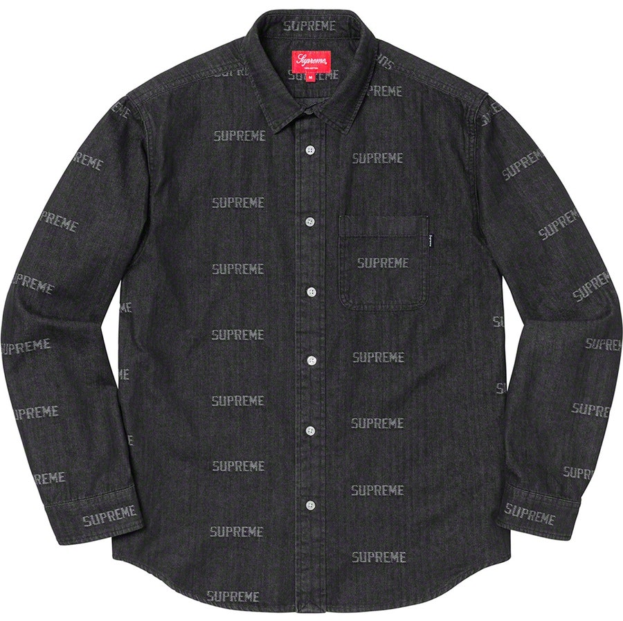 supreme-logo-denim-shirt-black
