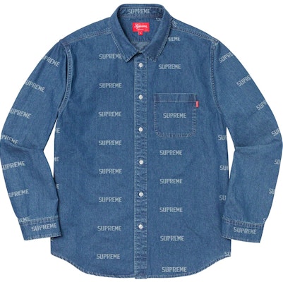 Supreme Logo Denim Shirt Blue Buy Supreme Logo Denim Shirt Blue