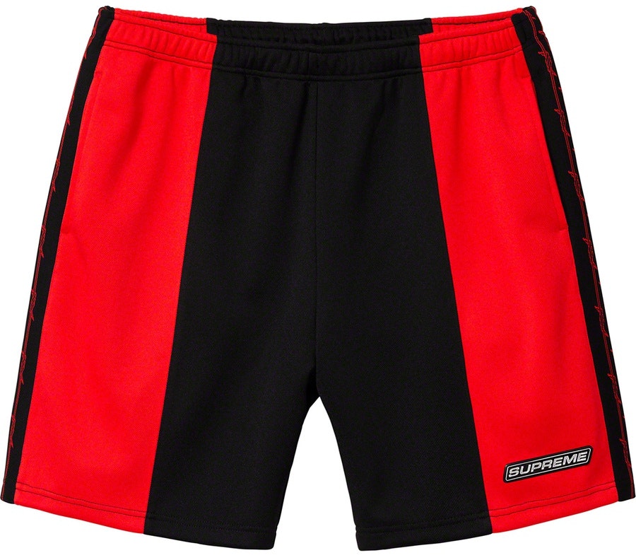 supreme-barbed-wire-athletic-shorts-red