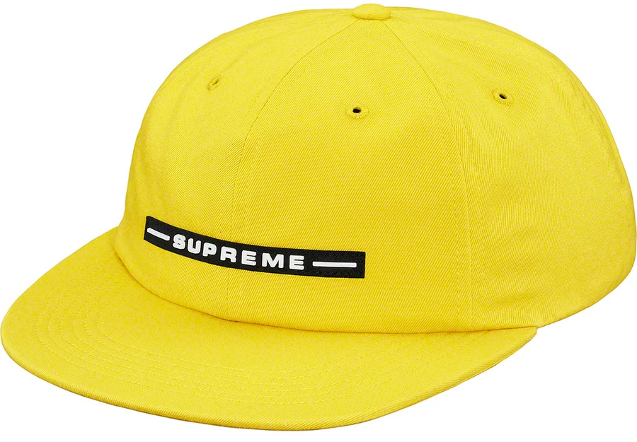 supreme-raised-logo-6-panel-yellow