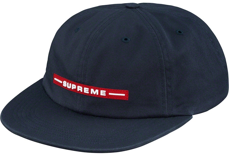 supreme-raised-logo-6-panel-navy