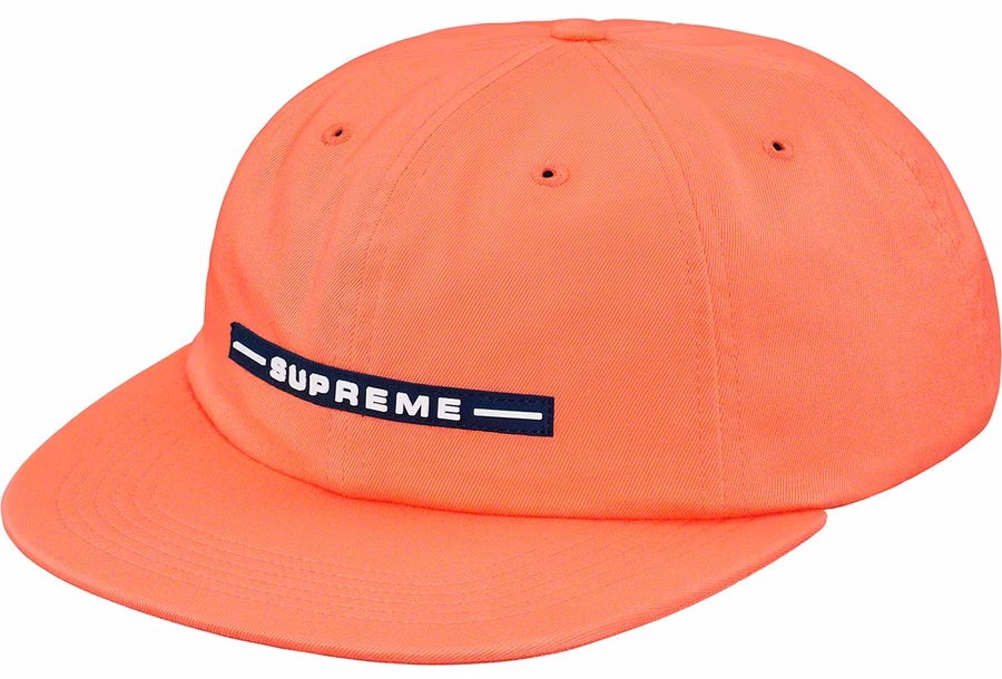 supreme-raised-logo-6-panel-neon-orange