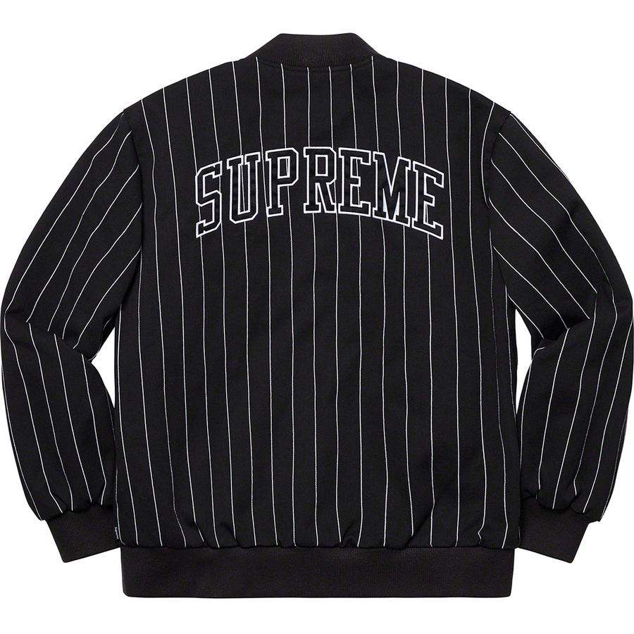 Pinstripe cheap varsity jacket