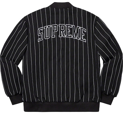 Supreme 黑色细条纹棒球外套 Lookbook Supreme 黑色细条纹棒球外套