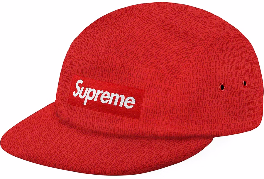 supreme-fuck-everybody-jacquard-camp-cap-red
