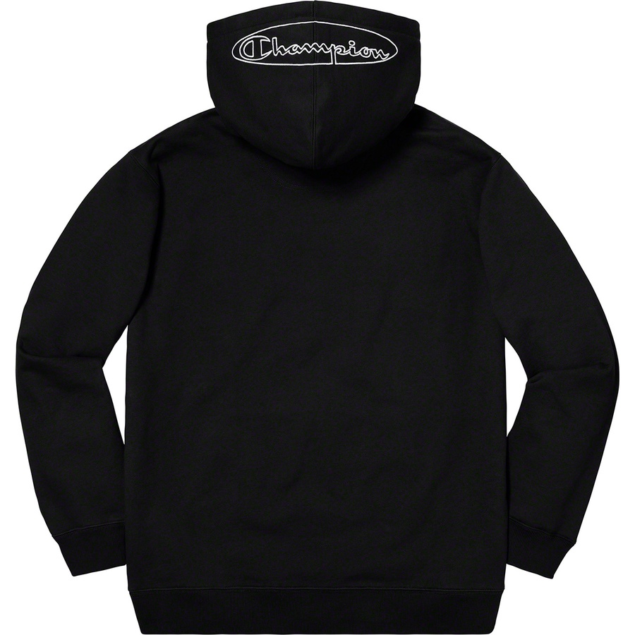Supreme x Champion Outline Hooded Sweatshirt Black - Novelship