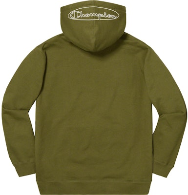 Supreme x Champion 輪廓圖案連帽運動衫 暗橄欖綠 Order Supreme x Champion 輪廓圖案連帽運動衫 暗橄欖綠