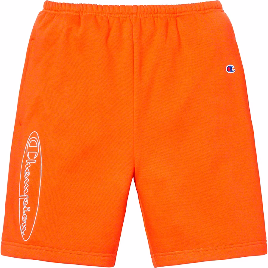 supreme-champion-outline-sweatshorts-orange