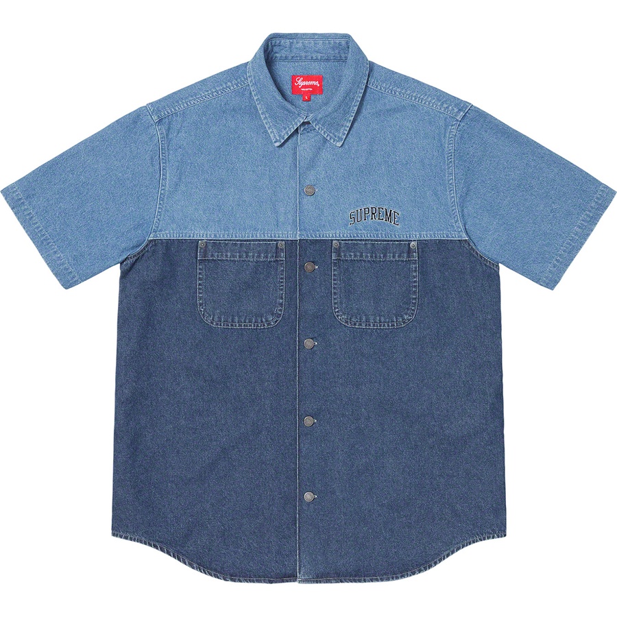 Supreme 2‑Tone Denim S/S Shirt Blue - Novelship