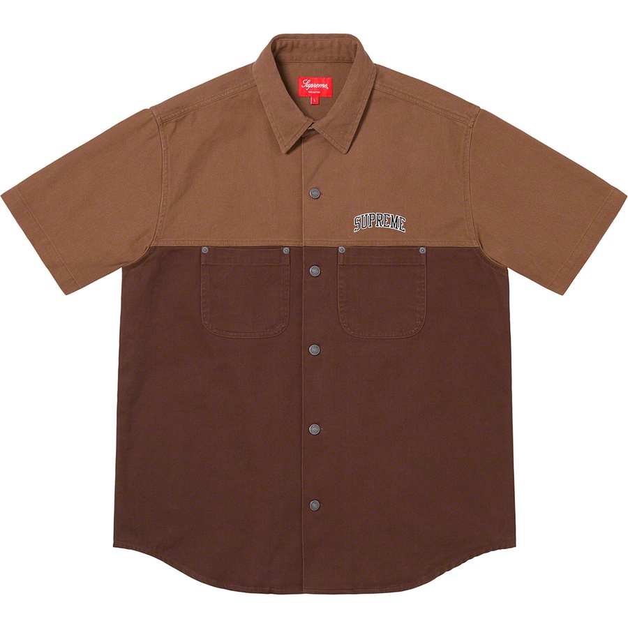 Supreme 2‑Tone Denim S/S Shirt Brown - Novelship