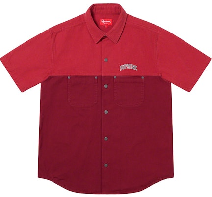 Supreme 2-Tone Denim S/S Shirt Red Buy Supreme 2-Tone Denim S/S Shirt Red