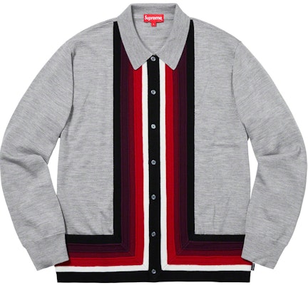 Supreme Corner Stripe Polo Sweater Grey Buy Supreme Corner Stripe Polo Sweater Grey