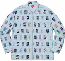 Supreme Patchwork Zip Up Shirt Light Blue Supreme Patchwork Zip Up Shirt Light Blue