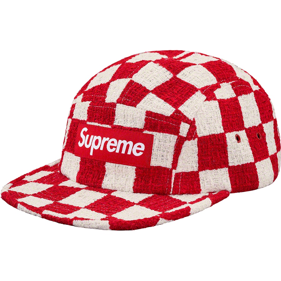 Supreme Checkerboard Boucle Camp Cap Red