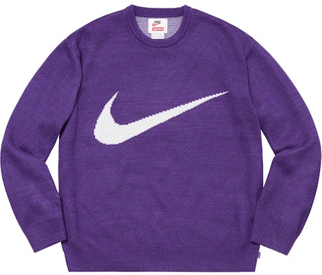 Supreme x Nike Swoosh Sweater Purple Buy Supreme x Nike Swoosh Sweater Purple