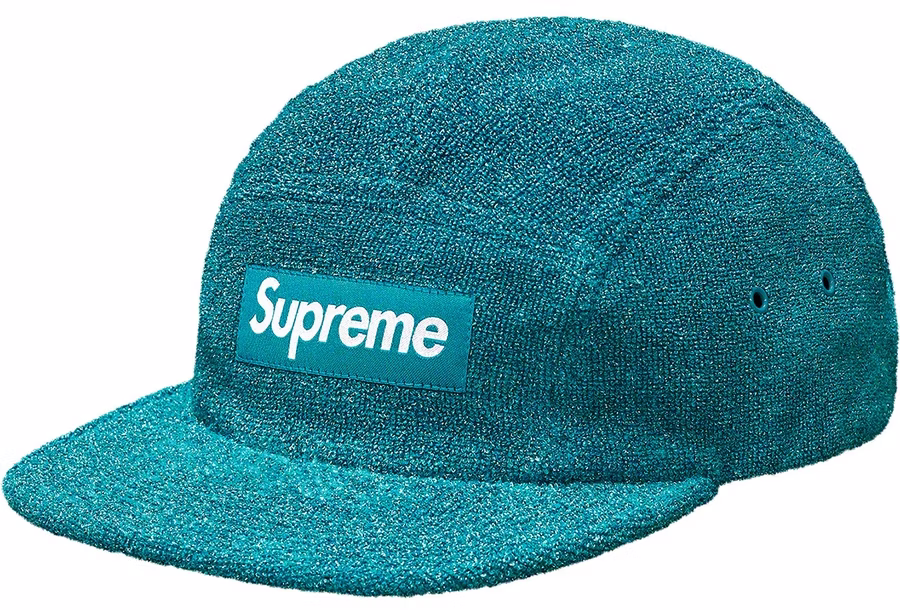supreme-glitter-terry-camp-cap-teal