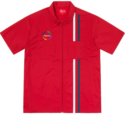 Supreme Zip Up S/S Work Shirt Red Buy Supreme Zip Up S/S Work Shirt Red