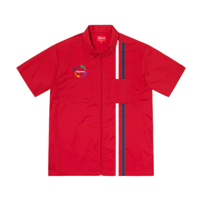 Supreme Zip Up S/S Work Shirt Red
