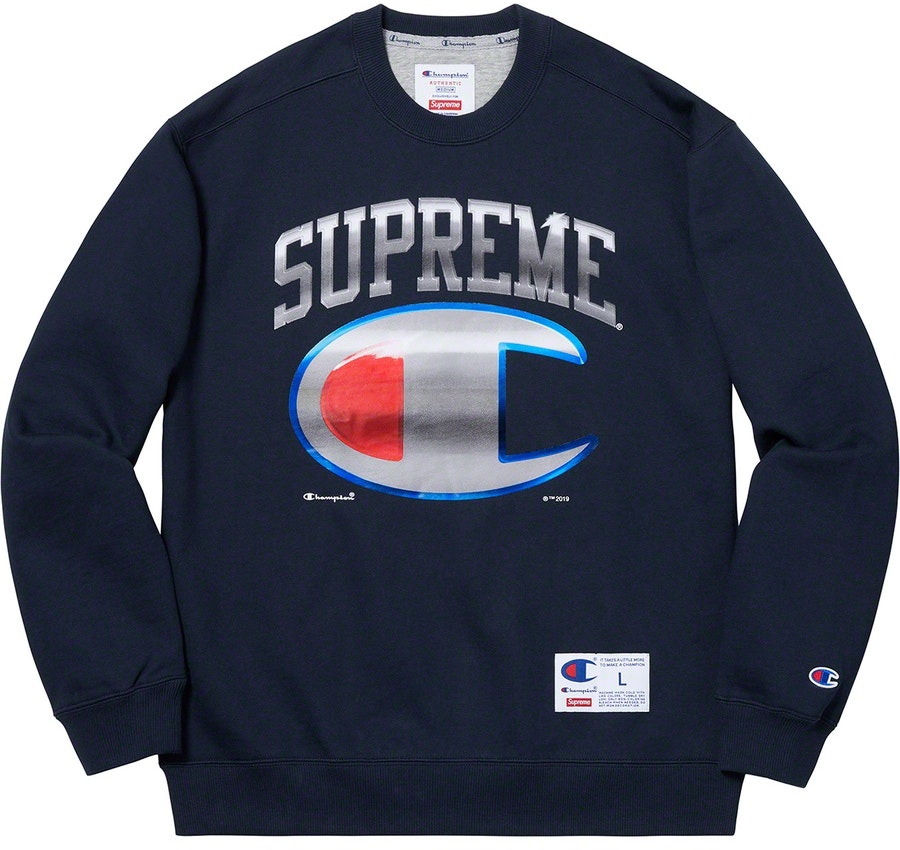 supreme-champion-chrome-crewneck-navy