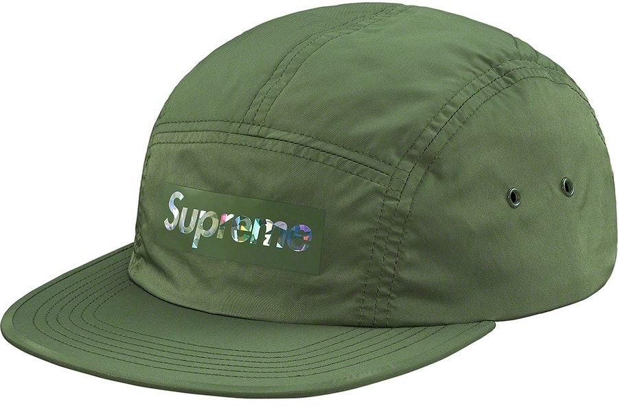 supreme-holographic-logo-camp-cap-olive